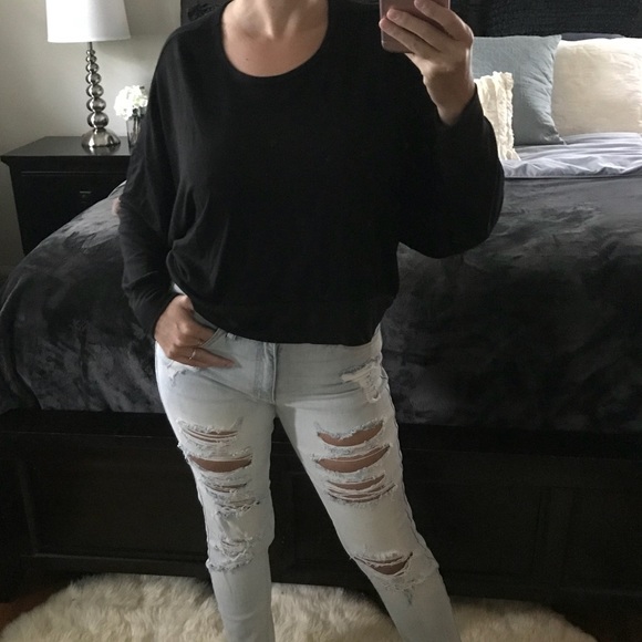 Lush Feeling Black Open Back Long Sleeve Top - Picture 7 of 8